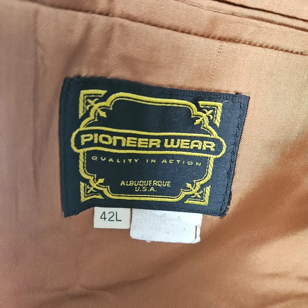 Vintage Pioneer Wear Corduroy Leather Western Sport Coat Jacket‎ Men's 42 Tan